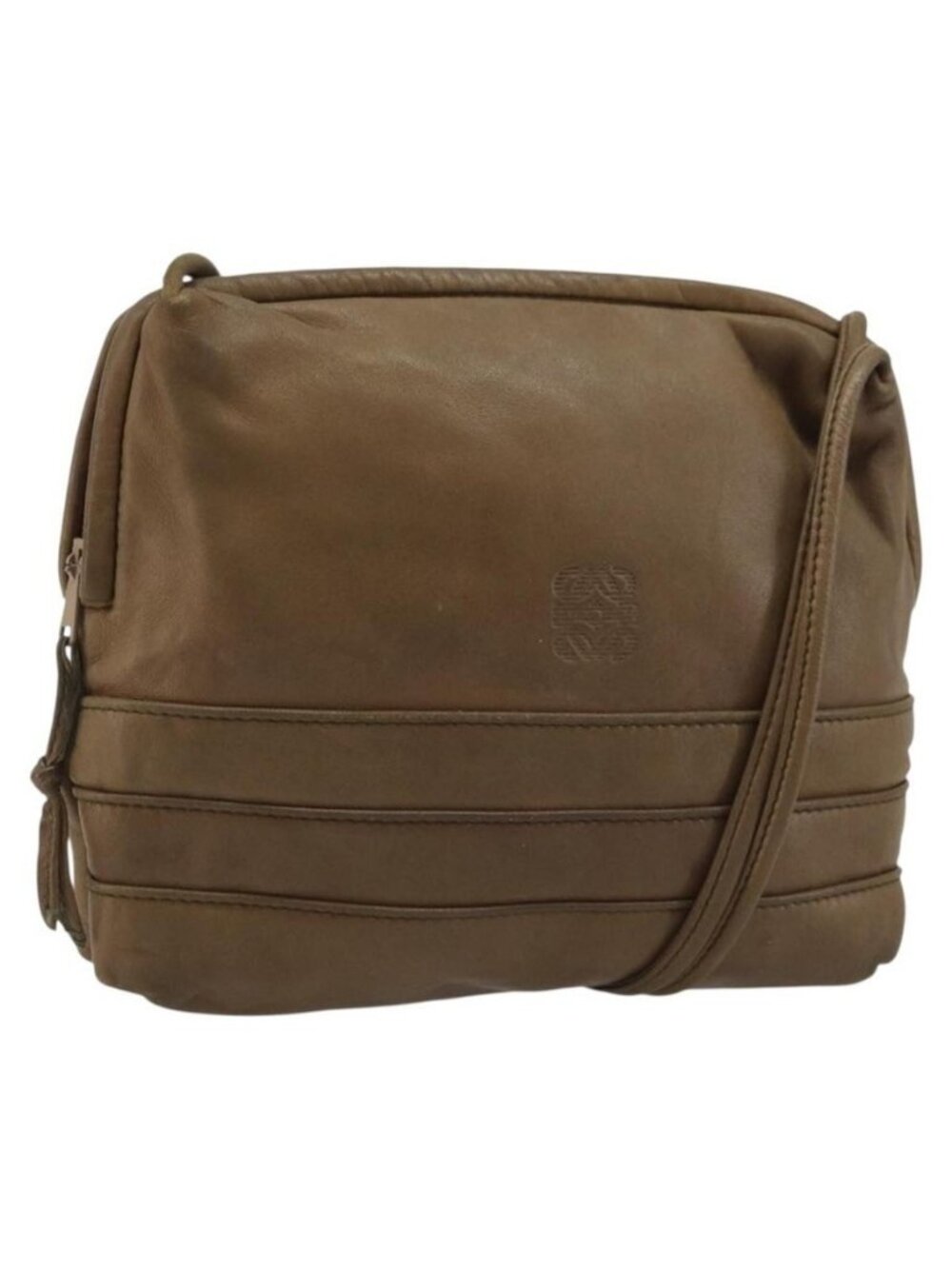Authentic LOEWE Anagram Shoulder Bag Leather Brown